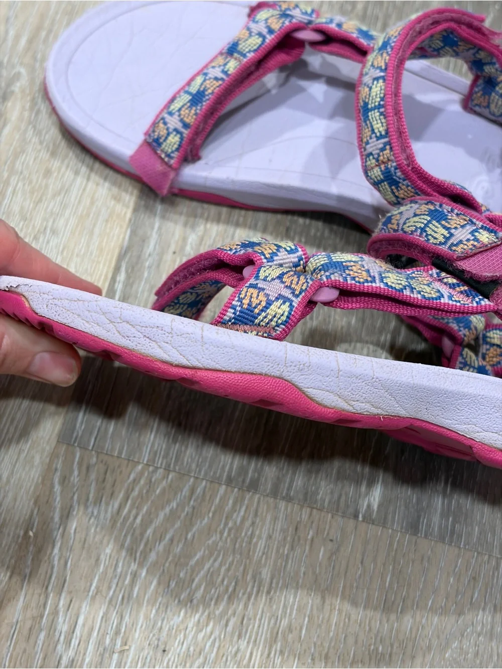 Teva Pink and Blue Patterned Strappy Sandals